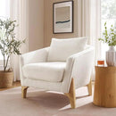 Accent Chair 31" Oversized Reading Chair Comfy Upholstered Boucle Lounge Armchair, Modern Living Room Chair with Back Pillow,Single Sofa Chair for Bedroom, Office (Beige) by CozyNest Decor