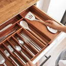 Premium Silverware, Flatware and Utensil Organizer for Kitchen Drawers, Food-Safe Contract Grade, Expandable from 18 to 33 In, Natural Acacia by CozyNest Decor