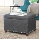 Joveco Storage Ottoman Linen Tufted Bench with Rivet, Rectangular Footrest Stool Coffee Table Seat for Living Room Bedroom, Grey by CozyNest Decor