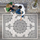 CAMILSON Outdoor Rug, 8x10 Medallion White Black Modern Area Rugs for Indoor and Outdoor Patios, Kitchen and Hallway Mats, Washable Porch Deck Outside Carpet (Medallion White, 8 x 10) by GreenHaven Gardens