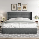 Allewie King Size Lift Up Storage Bed, Modern Wingback Headboard, Hydraulic Support, No Box Spring Needed, Dark Grey by CozyNest Decor