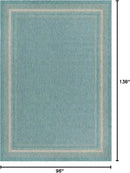 Unique Loom Outdoor Border Collection Area Rug - Soft Border (8' x 11' 4" Rectangle, Aquamarine/ Ivory) by GreenHaven Gardens