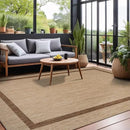 Bordered Outdoor Rug 6x9 Washable Outside Carpet for Indoor Patio Porch Waterproof Easy Cleaning Non Shedding Area Rugs Jute Beige - Nut Brown 6 x 9 by CozyNest Decor
