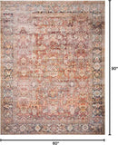 Loloi Layla Collection LAY-02 Spice/Marine 5'-0" x 7'-6" .13" Thick Area Rug, Soft, Durable, Vintage Inspired, Distressed, Low Pile, Non-Shedding, Easy Clean, Printed, Living Room Rug by CozyNest Decor