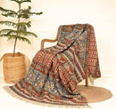 Handmade Cotton Floral Throw Blanket | Indian Block Print with Tassels | Boho Fringed Sofa & Bed Cover | 48x70 Inches Lightweight Decorative Throw for Couch, Living Room & Bedroom by CozyNest Decor