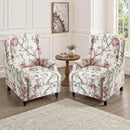 UIXE Recliner Chairs Set of 2, Fabric Armchair Upholstered Pushback Accent Chair for Living Room, Rivet Trim Club Chair Home Theater Single Sofa Bedroom Side Reading Seat - Beige Floral by CozyNest Decor
