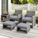 Tangkula 2 Pieces Patio PE Rattan Ottomans, Multipurpose Outdoor Footstool Footrest Additional Seating Side Table with Soft Zippered Cushions for Deck, Garden, and Yard (Gray) by CozyNest Decor