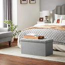 SONGMICS MAZIE Collection - 30 Inches Ottoman Storage Bench, 21 Gal. Folding Chest with Breathable Linen-Look Fabric, Load up to 660 lb, for Entryway, Living Room, Bedroom, Light Gray ULSF001G02 by CozyNest Decor