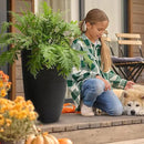 WORTH Garden 2-Pack 21" H. Black Tall Planters with Inside Pots - 14'' Dia Plastic Large Round Plant Tree Pots - Decorative Imitation Stone Finish for Indoor Outdoor Front Porch Container Patio by GreenHaven Gardens