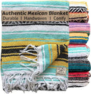 Del Mex Classic Mexican Blanket, Large Authentic Woven Falsa Throw (70"x50"), Artisan Southwest Décor for Beach, Yoga, Outdoors (Mint/Yellow) by CozyNest Decor