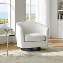 Swivel Barrel Accent Chair, Modern Round Chenille Fabric Arm Chair for Living Room, Bedroom, Comfy Club Reading Chairs for Adults（Chenille Fabric, Beige, Set of 1 by CozyNest Decor