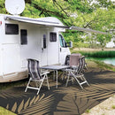 GENIMO Outdoor Rug 10' x 14' Waterproof for Patios Clearance, Reversible Outdoor Plastic Straw Camping Rug Carpet, Large Area Rugs Mats for RV, Camper, Deck, Balcony, Porch, Beach, Picnic, Black&Brown by CozyNest Decor