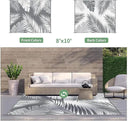 GENIMO Outdoor Rug 8' x 10' Waterproof for Patios Clearance, Reversible Plastic Straw Camping Rug Carpet, Large Area Rugs Mats for RV, Picnic, Backyard, Deck, Balcony, Porch, Beach, Grey&White by CozyNest Decor