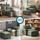 LINSY HOME Sofa Chair with Movable Ottoman - Corduroy Cloud Couch Chair Soft Comfy Modern Sofa Chaise Single Sleeper Chair Bed for Living Room Apartment Office, Green by CozyNest Decor