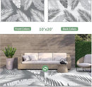 GENIMO Outdoor Rug 10' x 20' Waterproof for Patios Clearance, Reversible Outdoor Plastic Straw Camping Rug Carpet, Large Area Rugs Mats for RV, Camper, Deck, Balcony, Porch, Beach, Picnic, Grey&White by CozyNest Decor
