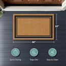 Barnyard Designs Natural Coco Coir Heavy Duty Backing Doormat - Large Cute Non-Slip Front Door Welcome Mat for Outside Entrance or Porch Entry, Brown (30x48, Border) by CozyNest Decor
