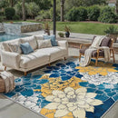 GENIMO Indoor Outdoor Area Rug 8' X 10' Waterproof, Washable Patio Rug Non Shedding, Easy Cleaning Floral Outdoor Carpet for Living Room, Bedroom, Dining Room, Balcony, Backyard, Deck, RV, Blue by GreenHaven Gardens