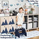 AMBIRD Wooden Step Stool, Two Step Stools Toddler 300 lbs Capacity with Safety Non-Slip Pads and Handles, Bamboo Step Stool for Bathroom, Kitchen Dual Height Step Stools for Kids (Navy Blue) by TinyTreasures Baby Boutique