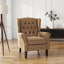 UIXE High Back Accent Chair, Upholstered Armchair in Fabric, Retro Wingback Arm Chair for Living Room, Comfy Single Sofa Bedroom Reading Seat with Solid Wood Legs - Brown by CozyNest Decor