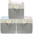SIMPLE HOUSEWARE Fabric Storage Cubes, 13" x 13" Storage Bin, 3 Pack, Gray by CozyNest Decor