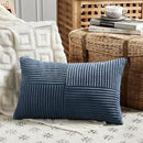 Fancy Homi 2 Packs Dusty Blue Lumbar Decorative Throw Pillow Covers 16x32 Inch for Couch Bed Sofa, Rustic Farmhouse Boho Home Decor, Soft Striped Corduroy Rectangle Accent Cushion Case 40x80 cm by CozyNest Decor