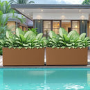 FENCY Large Metal Planter, Large Rectangular Planters for Outdoor Plants, Tall Outdoor Planters for Porch Patio, 38" L x 15" W x 16.3" H Brown Metal Planter with Drainage Hole by CozyNest Decor