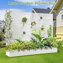 Trellis for Climbing Plants Outdoor，Mental Garden Bed with Drainage Holes Outdoor Privacy Screen Design Tall planters for herb Flower Vegetables 73"x47"x16", White-Louvered by GreenHaven Gardens