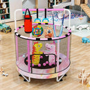 LAMERGE 55" 7-in-1 Round Trampoline for Kids Boys & Girls Ages 1-8, Indoor & Outdoor Trampoline for Fun, Adjustable Height Handrail ＆ Enclosed Safety Net ＆ Durable Designs for Toddlers Children by TinyTreasures Baby Boutique