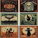 Umigy 6 Pcs Halloween Placemats 12"x18" Gothic Bat Placemats Kitchen Decoration Washable Witch Place Mats Rectangle Skull Table Mats for Halloween Dining Table Accessories(Scary) by CozyNest Decor