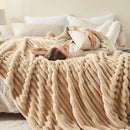 NEWCOSPLAY Super Soft Twin Blanket Brown Premium Silky Flannel Fleece 3D Ribbed Jacquard Lightweight Bed Blanket All Season Use (Brown Ribbed, Twin(60"x80")) by CozyNest Decor