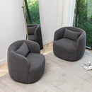 KINWELL 34" Wide Boucle Swivel Barrel Chairs Set of 2, No Assembly Round Upholstered Armchairs Accent Chairs Single Sofa Chair with Toss Pillow for Living Room and Bedroom, Dark Grey by CozyNest Decor