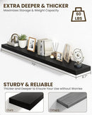 Marsmiles 72" Floating Shelves for Wall, Wooden Shelves with Invisible Brackets Set of 2, Rustic Farmhouse Wall Mounted Shelf for Kitchen Bathroom Living Room Study, Black by CozyNest Decor