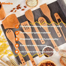 Riveira Cherry Wooden Spoons for Cooking Set of 9 – Natural Cherry Wooden Cooking Utensils, Wooden Spatula, Wooden Spoon - Premium Quality Wooden Utensil Set for Non-Toxic Cooking by CozyNest Decor