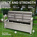 EconoHome 3 Seat Outdoor Storage Bench with Rain Cover - 90 Gallon Capacity - Weatherproof Resin Bench for Patio, Porch, Garden, Yard, Pool Area - Furniture for Pool Accessories, Gardening Tools by GreenHaven Gardens