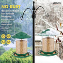 iBorn Metal Bird Feeders for Outdoors Hanging,Wild Bird Feeders for Cardinal,18cm Large Roof&Tray New Green 6 Port (Seed is not Included) by CozyNest Decor