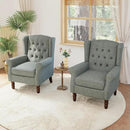 Lumibee High Back Accent Chair Set of 2,Upholstered Wingback Armchair with Solid Wood Legs for Small Spaces,Comfy Single Sofa Chair for Living Room,Bedroom,Office-Gray by CozyNest Decor
