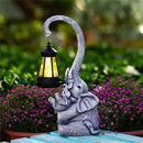 Elephant Outdoor Statues with Cute Baby Garden Decor, Resin Elephant Figurines with Solar Lantern Outdoor Decoration Gifts for Mothers Day, Birthday Day by GreenHaven Gardens