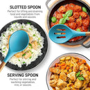 Zulay Kitchen Non-Stick Cooking Utensils Set with Authentic Acacia Wood Handles – 5-Piece Durable & Stylish Silicone Kitchen Utensils Set – Heat Resistant to 464°F – Blue by CozyNest Decor