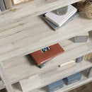 Sauder 5 Tier Book Shelf Wooden Bookcase Multipurpose Bookshelf for Home Office, Living Room, in White Plank by CozyNest Decor