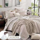 Monbix Queen Comforter Set - 7 Pieces Cationic Dyeing Oatmeal Beige Bed in a Bag Queen Bedding Sets with Comforter, Sheets, Pillowcases & Shams, Reversible Bedding Comforters Sets by CozyNest Decor