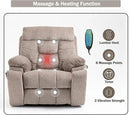 Dual Motor Power Lift Chair Recliners, 180°Lay Flat Sleeping Recliner Chairs for Elderly with Heat Massage, Spacious Seat, Cup Holders, Side Pockets, Lumbar Pillow, Up to 400LBS by CozyNest Decor