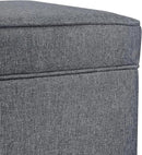 Adeco 17.5" Square Fabric Ottoman with Storage, Upholstered Cotton Linen Foot Rest, Flip Top Footstool, Small Cube Coffee Table Extra Seat for Living Room, Bedroom, Grey with Burlywood Legs by CozyNest Decor