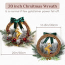 Christmas Door Wreath Lighted Xmas Wreaths - Walasis Winter Wreaths for Front Door Decor Outside Flocked Christmas Wreath Hanging with Lights for Wall by CozyNest Decor