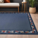 Beverly Rug Outdoor Rug 6x9 Modern Bordered Area Rugs for Indoor and Outdoor Patio Easy to Clean Non Shedding Living Room Porch Garden Washable Outside Carpet (6 x 9 Blue) by CozyNest Decor