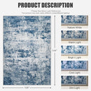 9x12 Area Rug Living Room Rug: Washable Modern Abstract Soft Thin Rug Indoor Floor No Slip Stain Resistant Carpet for Bedroom Dining Room Farmhouse Nursery Home Office - Blue by TinyTreasures Baby Boutique