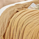 EMME Muslin and Fleece Twin Blanket Reversible - 60"*80" Beige Soft Warm Throw Blankets for Couch Bed Picnic Travel Bed by CozyNest Decor