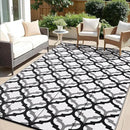 OLANLY Reversible Outdoor Rug 8x10 ft Clearance, Waterproof Outdoor Plastic Straw Rug with Interlacing Pattern, RV Mat for Patio, Camping, Balcony, Deck, Backyard, Black & White by CozyNest Decor