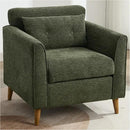Modern Accent Chair with Wooden Legs Plush Fabric Armchair Cozy Reading Chair for Living Room, Bedroom, Study (Green Armchair) by CozyNest Decor