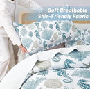 Coastal Bedding Twin Size Coastal Quilt with Shams, Nautical Beach Comforter Sets Ocean Bedspreads Blue Seahorse Coverlet Summer Bedding, 68''x86'' by CozyNest Decor