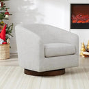 CHITA Swivel Accent Chair, FSC Certified Upholstered Fabric Barrel Chair for Living Room, Ivory by CozyNest Decor